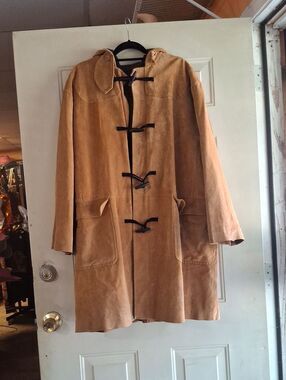 Women's Suede Toggle Coat in Cognac Brown